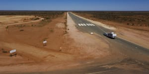 One of the most unusual features of the sealed highway is the fact that part of it further on from Tibooburra now doubles as a rare emergency,all-weather landing strip for aircraft.