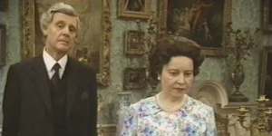 Prunella Scales (right) as the Queen in A Question of Attribution (1992).