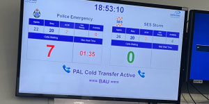 An internal dashboard shows a maximum wait time of more than one minute for emergency police calls at Triple Zero Victoria in late December.