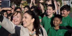 Ardern meets students at Addington School in Christchurch.