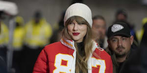 Taylor Swift at the NFL wild-card playoff between the Kansas City Chiefs and the Miami Dolphins earlier this month.