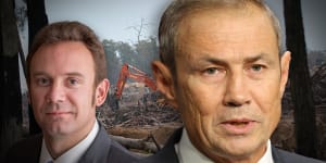 WA Premier Roger Cook,Alcoa chief executive Roy Harvey,mining Perth jarrah forests. Pictures:Supplied