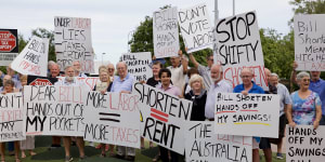 Retirees protested in 2019 around the country about Labor’s proposal to end the refund of excess franking credits.