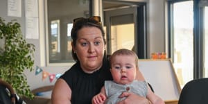 Mother-of-three Jess McGurk with son Jack. She is calling for childcare in Charlton. 