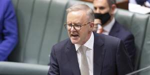 Prime Minister Anthony Albanese during Question Time at Parliament House in Canberra on Wednesday 27 July 2022. fedpol Photo:Alex Ellinghausen