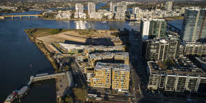 Suburbs on the banks of the Parramatta such as Wentworth Point,in the foreground,have grown rapidly in recent years.