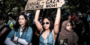 Protest in support of Palestine in Hyde Park,Sydney.