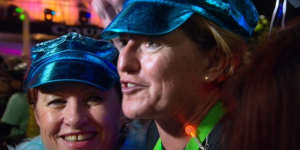 City of Sydney councillor Christine Forster and her wife Virginia Edwards at Mardi Gras.