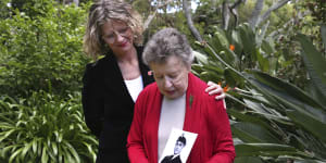Rosemary White(front) with Alison Mudie in Turramurra,reflects on her uncle Robert Hill who died in the sinking of HMAS Sydney. 
