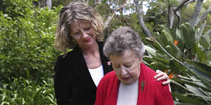 Rosemary White (front) with Alison Mudie in Turramurra,reflects on her uncle Robert Hill who died in the sinking of HMAS Sydney. 