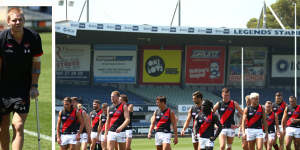 Essendon training:Michael Hurley pays a visit.