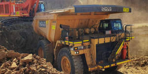 A dump truck operating at Auric’s Jeffrey’s Find operation near Norseman.