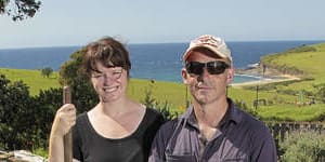 Back to nature:Fiona and Adam Walmsley at Buena Vista Farm. They sell free-range eggs,pork and organic vegetables.