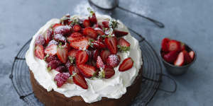 There's no need to cut and fill this sponge cake - simply spread the whipped cream on top.