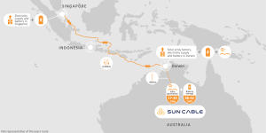 Sun Cable would send solar power via Indonesian waters to Singapore.