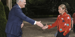 ‘Surprised they let me in’:Grace Tame jokes after frosty reception with PM