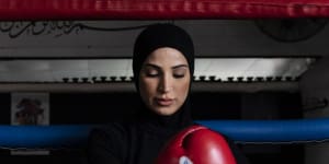 Boxer Tina Rahimi at Brotherhood Boxn Gym in Greenacre. 
