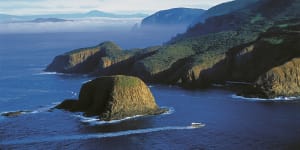 Bruny Island Cruises - sailing around The Friars off the coast of South Bruny.