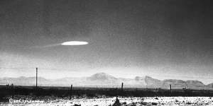 In New Mexico in 1957,an unidentified object was photographed by a US government employee after it hovered for 15 minutes over the desert.