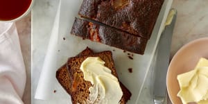 Serve a slice of this malt loaf with butter and a cup of tea.