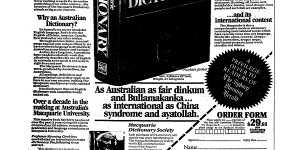 Advertisement for the Macquarie Dictionary,September 30,1981.