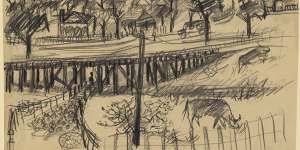Arthur Boyd’s sketch of a flood bridge. 