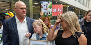 Millie’s owners Janine and Marcus Wood (seen with daughter Lily) were left distraught by the sentence. 