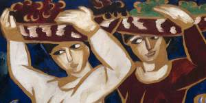 Natalia Goncharova,The carriers,1911,oil on canvas. 