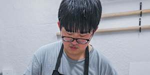 Kan Masuda has developed his own special flour mix for chewy udon.