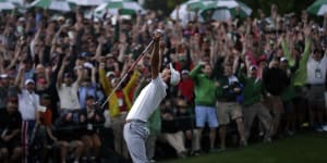 Drought breaker:Adam Scott makes a birdie putt on the second play-off hole in 2013 to become the first Australian to win the Masters at Augusta.