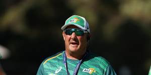 Australia coach John Manenti at training in Perth.