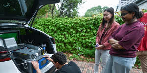 The high-tech measuring equipment was set up outside the house in a no-emission electric vehicle.