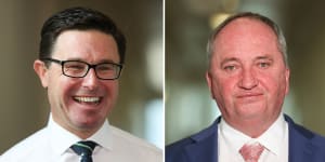 Nationals frontbencher Barnaby Joyce (right) wants to abolish the party’s support for net zero.emissions by 2050,putting him at odds with Leader David Littleproud and the broader Coalition.