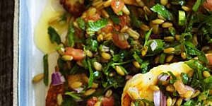 Farro and haloumi salad - choose your grain and add extra spices to make it your own.