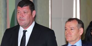 James Packer,left,and John Alexander in 2017. The inquiry has dug into who was calling the shots at Crown. 