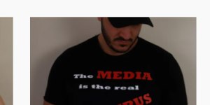 “Freedom” protester Fanos Panayides has been selling clothing with the slogan:“The media is the real virus. We all know it!” 