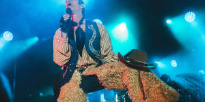 Perry Farrell of Jane’s Addiction performs at The World is a Vampire Tour,at Port Melbourne,on Saturday.