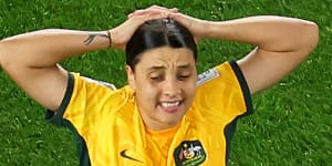 Sam Kerr after the Matildas lost to England during the World Cup.