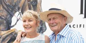Katie Page and her husband Gerry Harvey at the Magic Millions in January.
