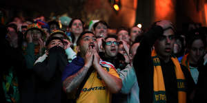 Melburnians anxiously watch on as Australia clung to a one-goal lead for much of the second half.