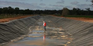 The Water Efficiency Program was designed to recover water through voluntary on-farm projects like lining irrigation channels,like this one near Shepparton.