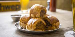 Sausage rolls at the Builders Arms Hotel,Fitzroy.