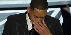 Happy tears or slappy tears? Will Smith breaks down as he delivers his acceptance speech.