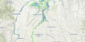 Graphics showing the extent of small floods (1 in 5 chance of happening every year) to the biggest flood possible (0.1% chance of happening in an 80-year lifetime).