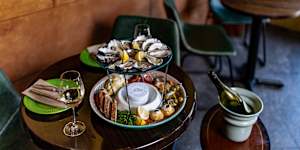 The oyster mezze is stocked with 12 oysters,escabeche,cold curs,pintxos and bread.