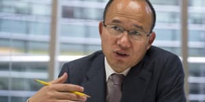 Billionaire Guo Guangchang,chairman and chief executive officer of Fosun Group,speaks during an interview in New York,U.S.,on Thursday,April 23,2015. Guo is the largest shareholder of Shanghai-based Fosun Group,China's biggest closely-held investment firm,with interests in real estate,retailing and gold mining. Photographer:Michael Nagle/Bloomberg*** Local Caption*** Guo Guangchang