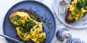 Season the whisked eggs for an omelette or scrambled eggs immediately before cooking.