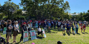 Residents rallied at a section of the sprawling Enoggera Creek Creek Sport and Recreation Precinct on Saturday.