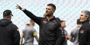 Cameron Ciraldo and Ivan Cleary enjoy their last captain’s run together before the grand final earlier this month.