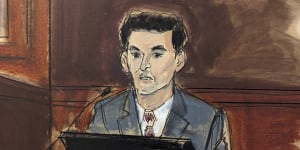 In this courtroom sketch,FTX founder Sam Bankman-Fried is questioned during his trial in Manhattan federal court.